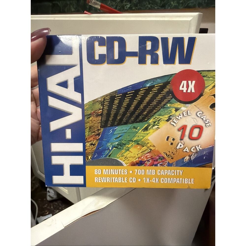 Hi-Val CD-RW 80min/700MB 1X -4X compatible Rewritable 10 Pk With Jewel Cases New